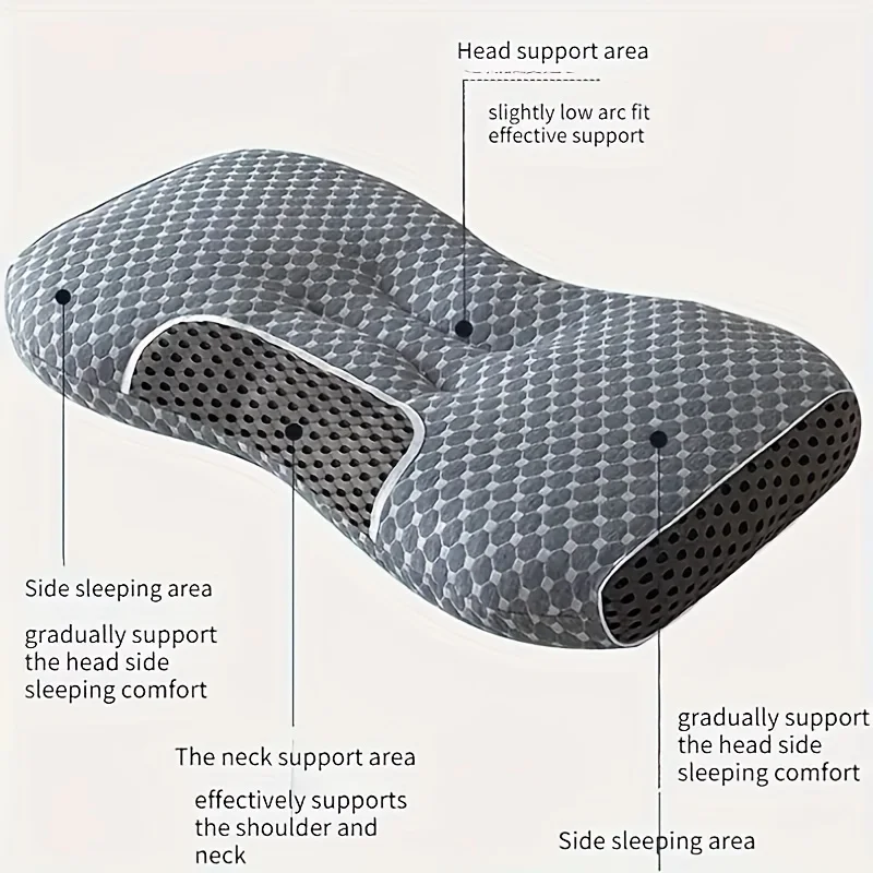1pcs Ergonomic Cervical Pillow Relieves Neck Pain Orthopedic Support Breathable for Side and Back Sleepers Household Pillow