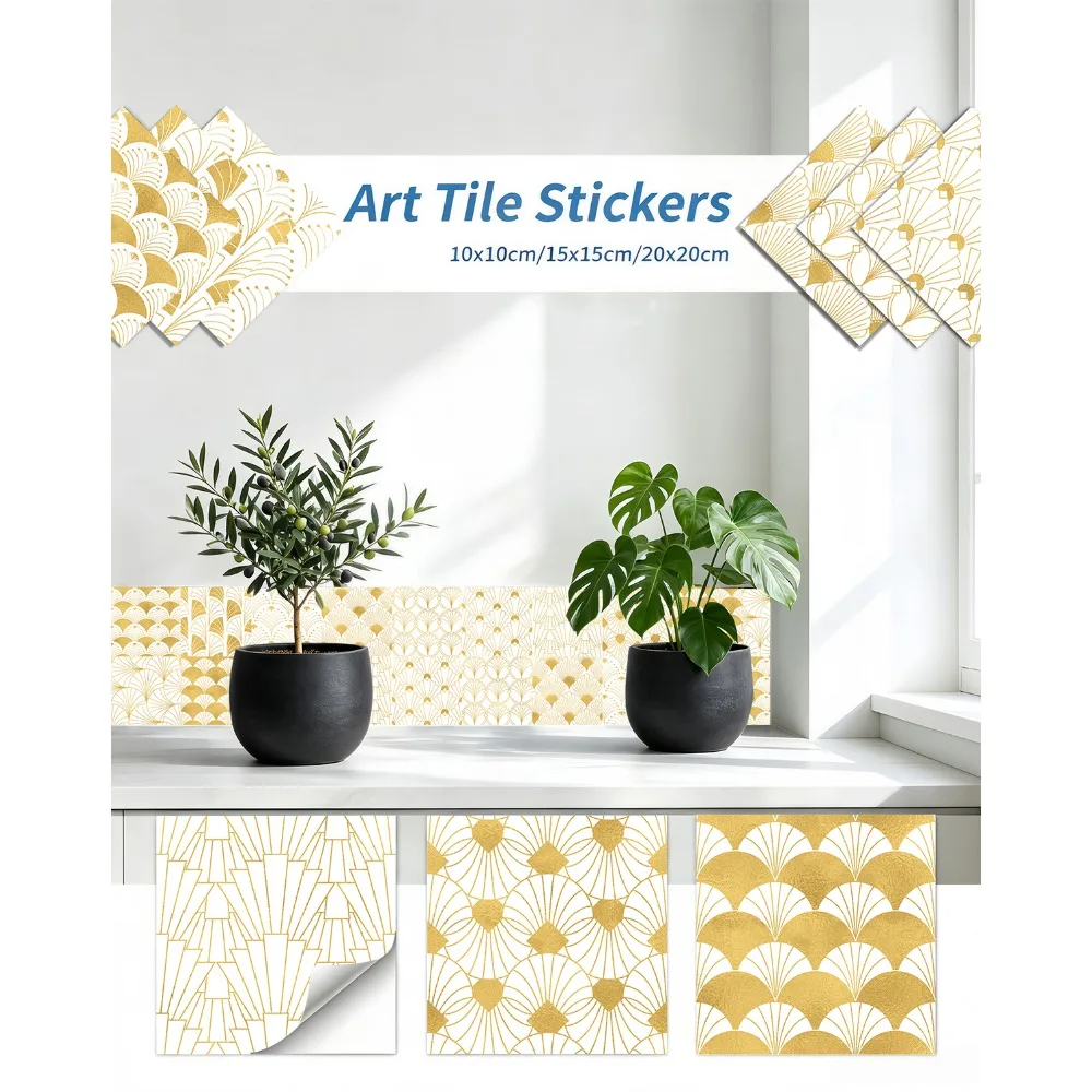 20Pcs Vintage Moroccan Tile Stickers, Retro Floral Pattern Peel and Stick Tile Decals for Kitchen Backsplash Bathroom Cabinet