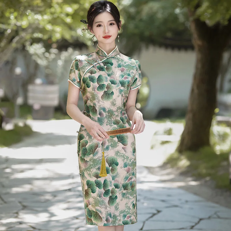 High Quality Plus Size Improved Cheongsam Short Sleeve Summer Vintage Dress New Chinese Style Women Costumes Lined Qipao