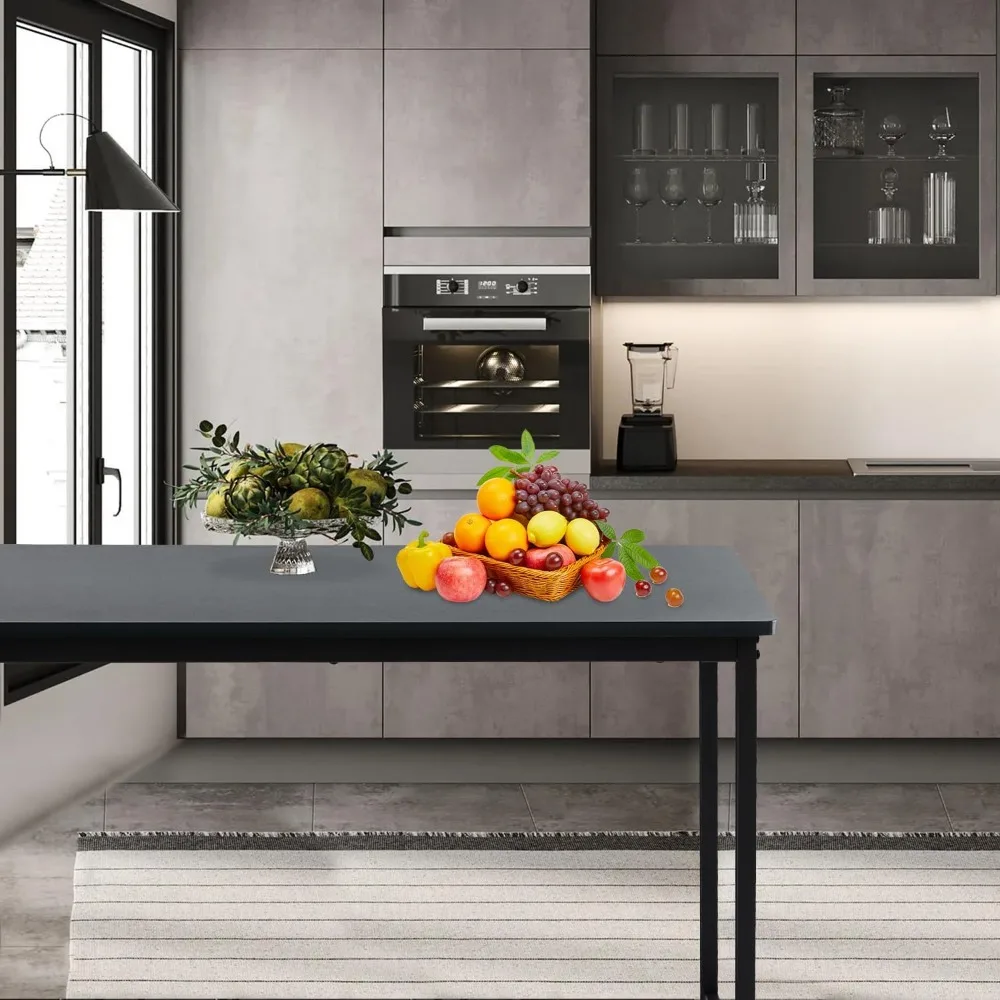 44.5 Sofa Table, Bar Height Pub Table, Narrow Entryway Table, Narrow Rectangular High Top Console Table with MDF and Black Metal