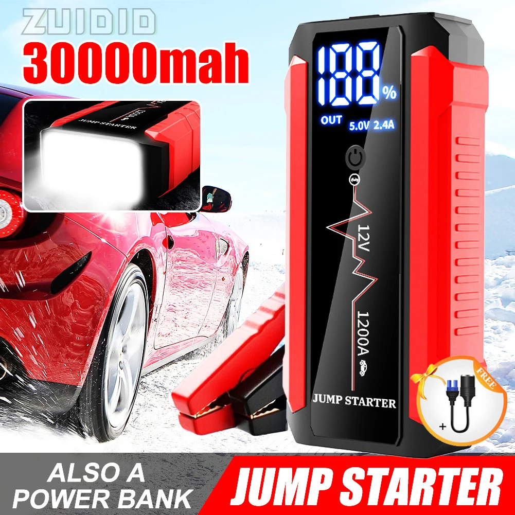 

30000mAh Car Jump Starter Device 1200A 12V Emergency Start-up Charger Cars Booster Battery Starting Device New Articles For Cars