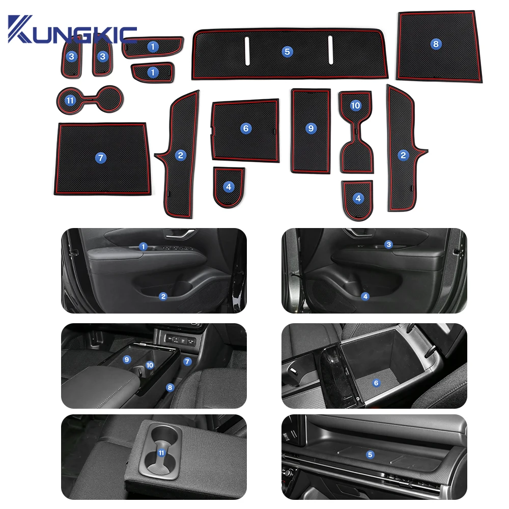 Car Anti-slip Rubber Door Groove Slot Mat Interior Storage Pad Car Interior Accessories For Hyundai Tucson NX4 2025-2026