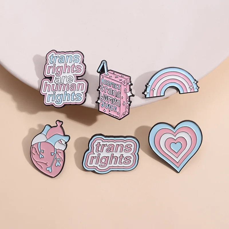 Transgender Enamel Pins Custom Trans Rights Are Human Right Brooches Lapel Badges She Is Gay Jewelry Gift for Loves Friends