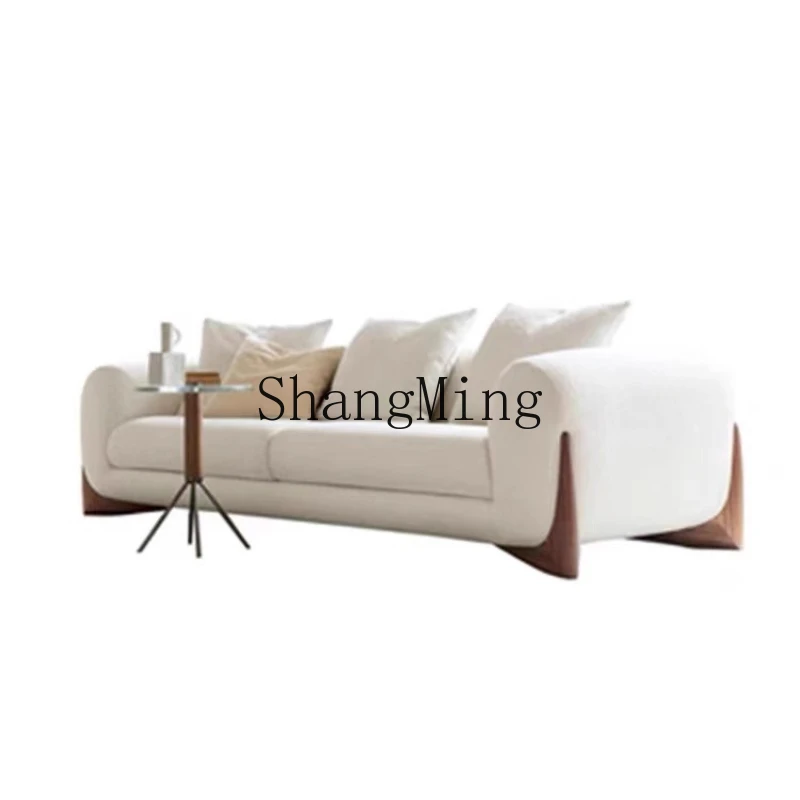 

ZYY wabi-sabi wind black walnut fabric sofa living room solid wood home simple sofa
