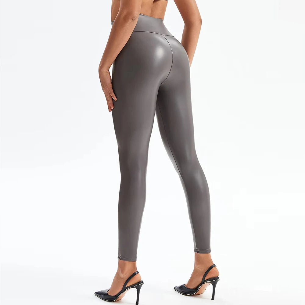 مثير التخسيس فو بنطال جلدي النساء قطب بعقب بولي Leggings طماق قطب بعقب عالية الخصر رفع الجوارب غير رسمية الملابس النسائية #5