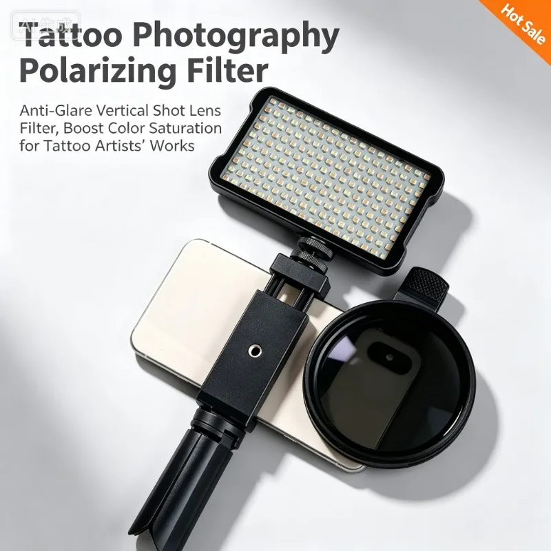Tattoo Photography Polarizing Filter, Anti-Glare Vertical Shot Lens Filter, Boost Color Saturation for Tattoo Artists' Works