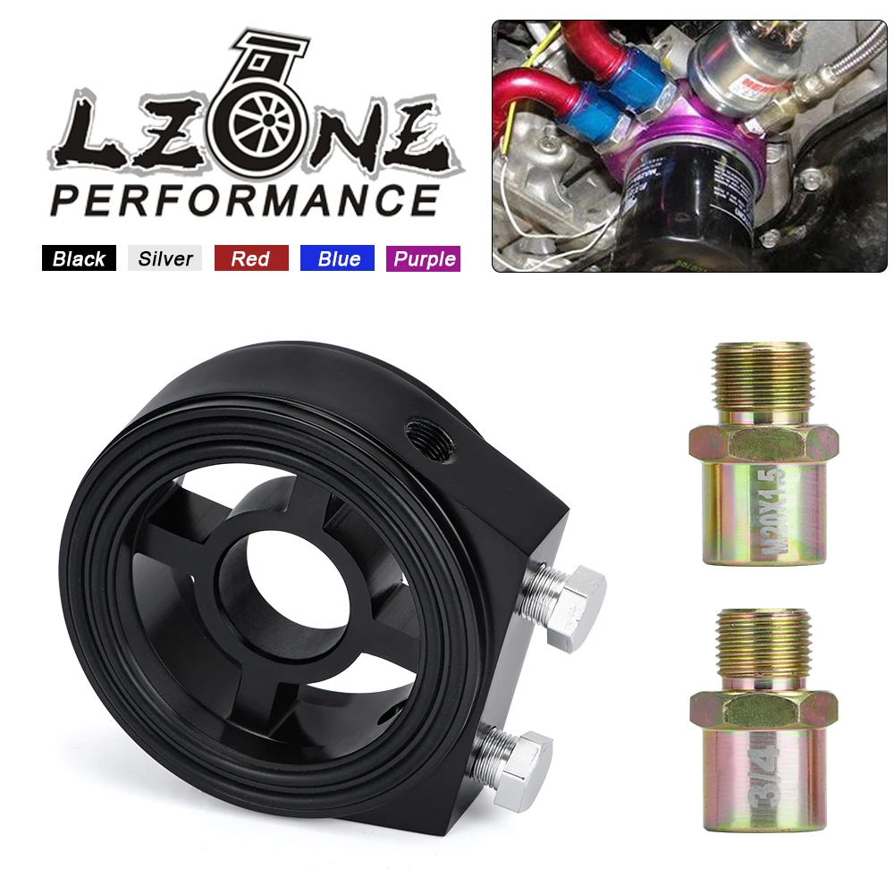 LZONE - M20X1.5 3/4-16 1/8 NPT Aluminum Racing Oil Pressure Gauge Oil Filter Cooler Sandwich Plate Adapter JR6722