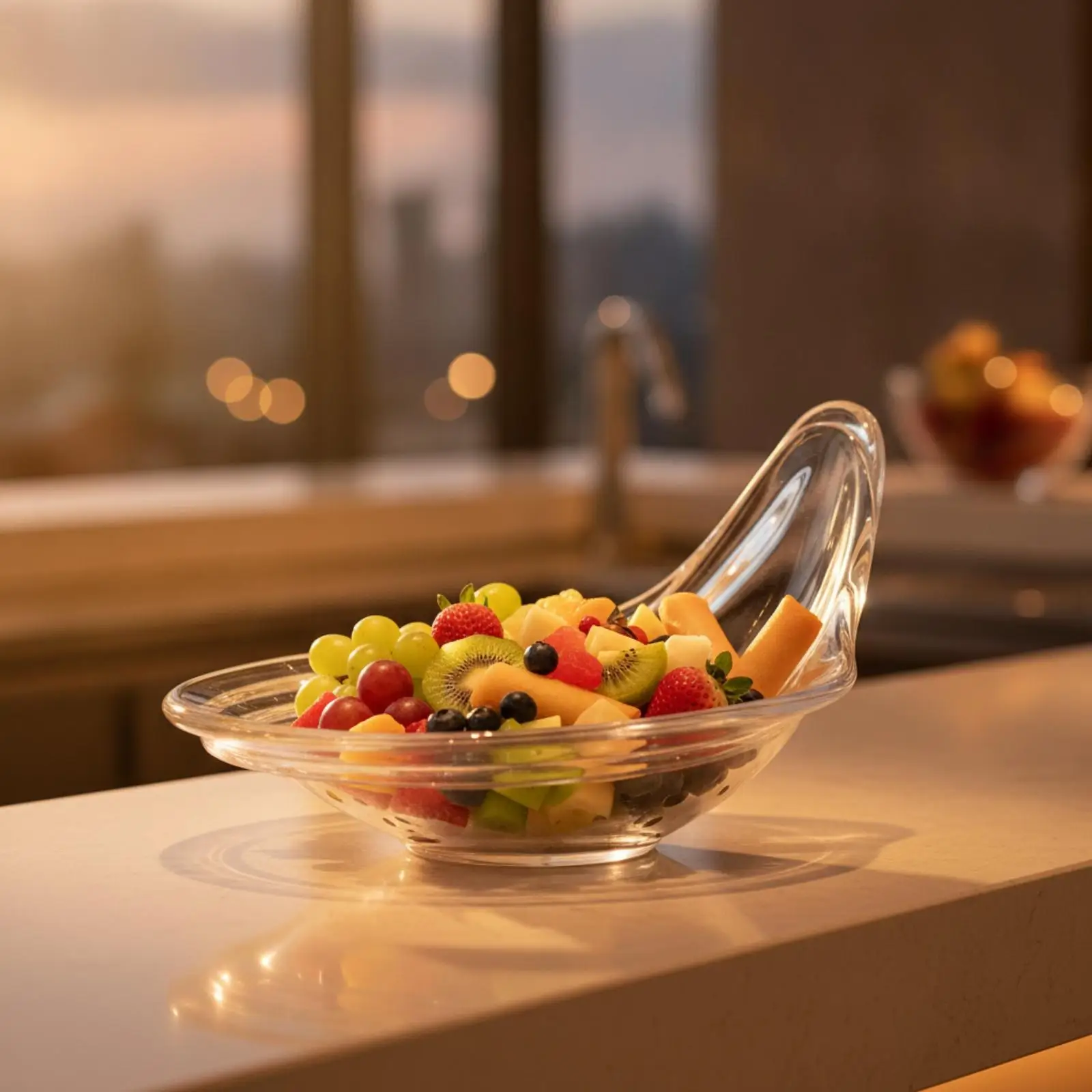 Elegant Clear Acrylic Leaf Tray for Serving Fresh Produce Sweets and Small Bites for Buffet Restaurant Service
