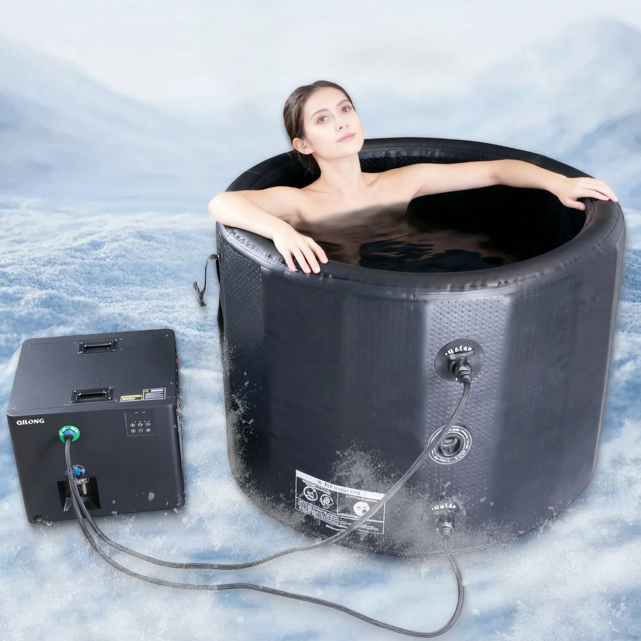 Outdoor Luxury Spa Portable PVC Cold Plunge Tub Black Ice Bath Water Therapy Inflatable Bathtub Pod Drop Stitch Design