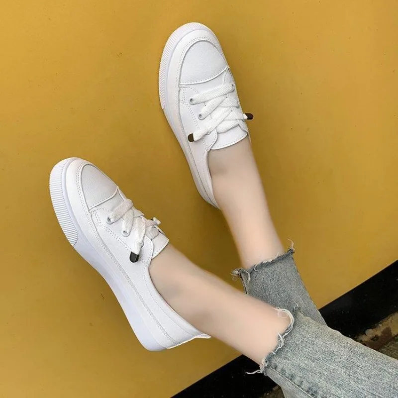 2024 nova plataforma baixa tênis feminino sapatos de couro do plutônio tênis caminhada mocassins branco deslizamento plano em vulcanizar sapatos casuais