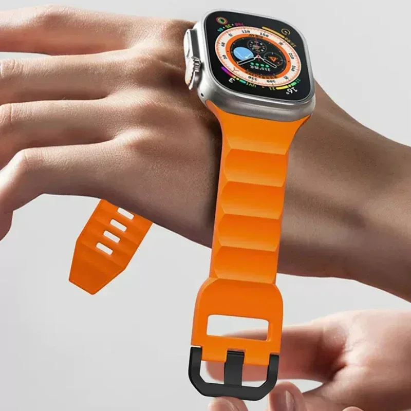 Soft Silicone Strap For Apple Watch Ultra 2 49mm 10 9 8 7 46/42/45/41mm Breathable Wave Style Wristband iWatch 6 5 4 SE 44/40mm