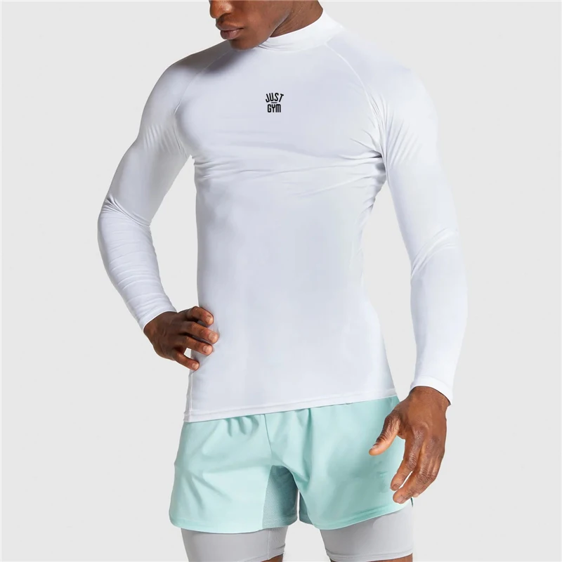 

Новая однотонная компрессионная футболка с длинным рукавом для мужчин, быстросохнущая Спортивная футболка для фитнеса, тренировок, бега, Мужская одежда для бодибилдинга