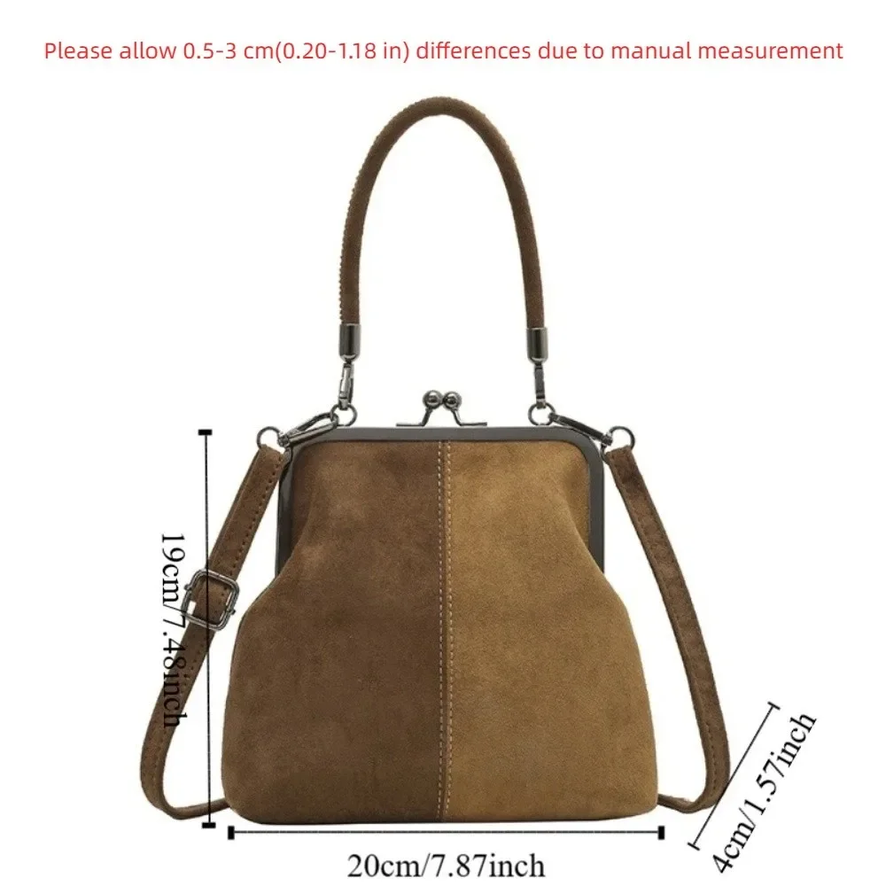 Vintage-Umhängetasche aus mattiertem Leder mit Verschluss, große Handtasche für Damen, ideal für Reisen und als Geschenk – Detail 2