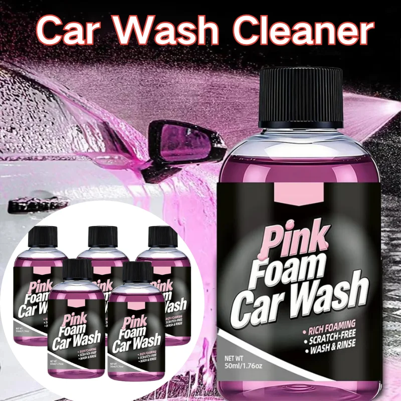 Powerful Dirt Removal Auto Care Soap With Bonus Microfiber Towel Pink Rich Foam Car Wash Liquid Deep Clean Car Body Shampoo
