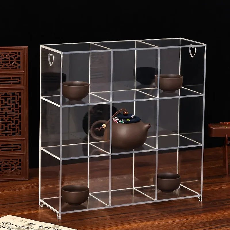 Acrylic Tea Table Display Stand Small Tea Cabinet Organizer Plastic Storage Stand for Tea Cups Teaware Accessories