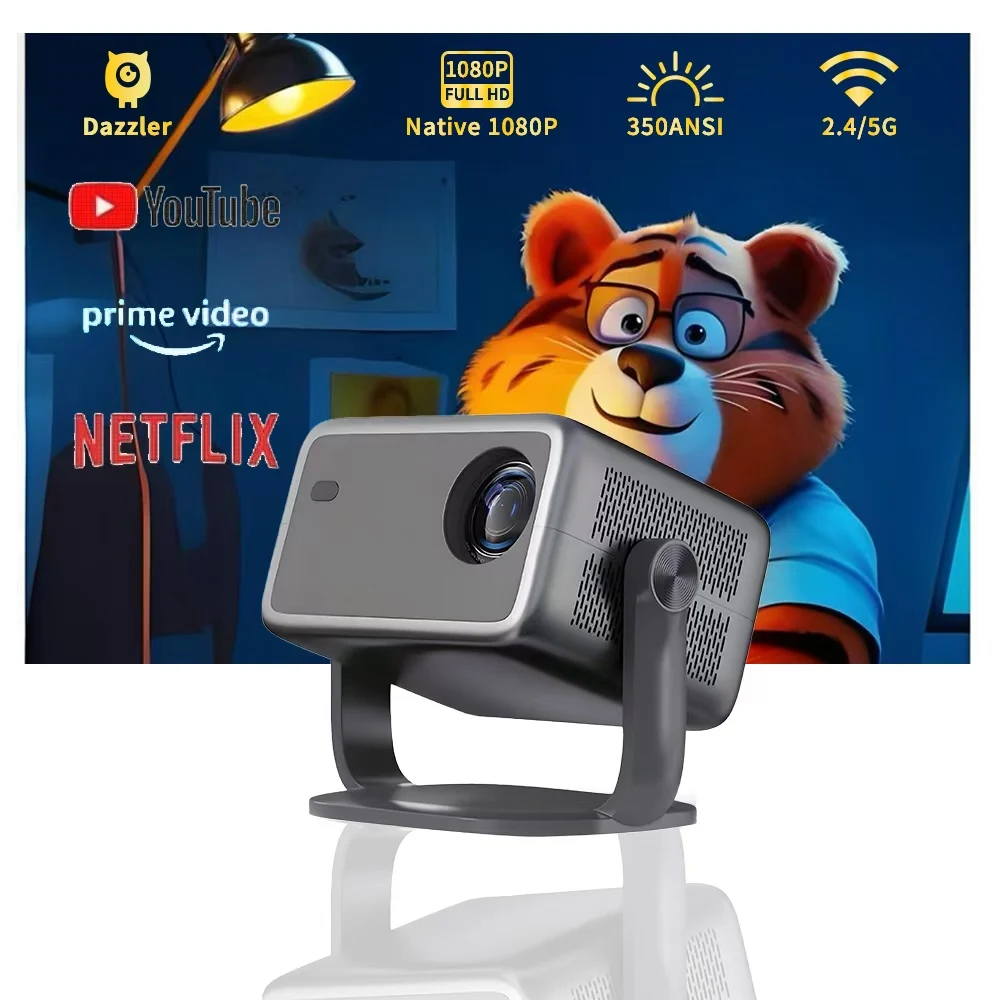 

Dazzler Mini Home Theatre Projector 4k 1080P 270-Degree Rotatable Smart Projector With Netflix Certification Smart OS Integrated