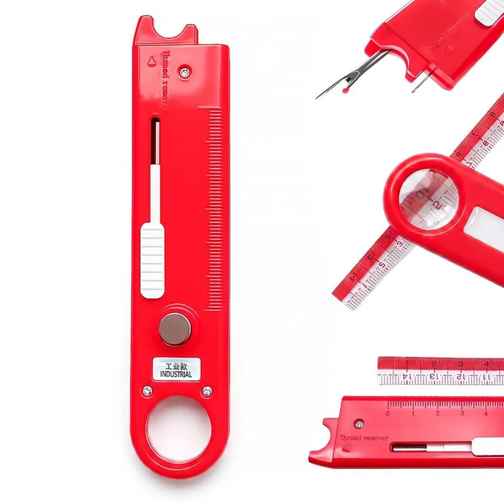 Compact Sewing Helper Anti-Piercing Needle Threader Magnetic Storage Ruler Magnifier Multi-functional Sewing Accessories