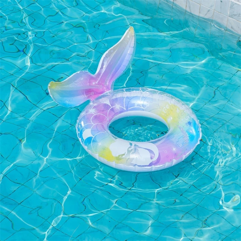 Anello da nuoto gonfiabile con coda di sirena glitterato per bambini Seggiolino per bambini Piscina Galleggiante Giochi d'acqua Anelli da nuoto estivi da spiaggia