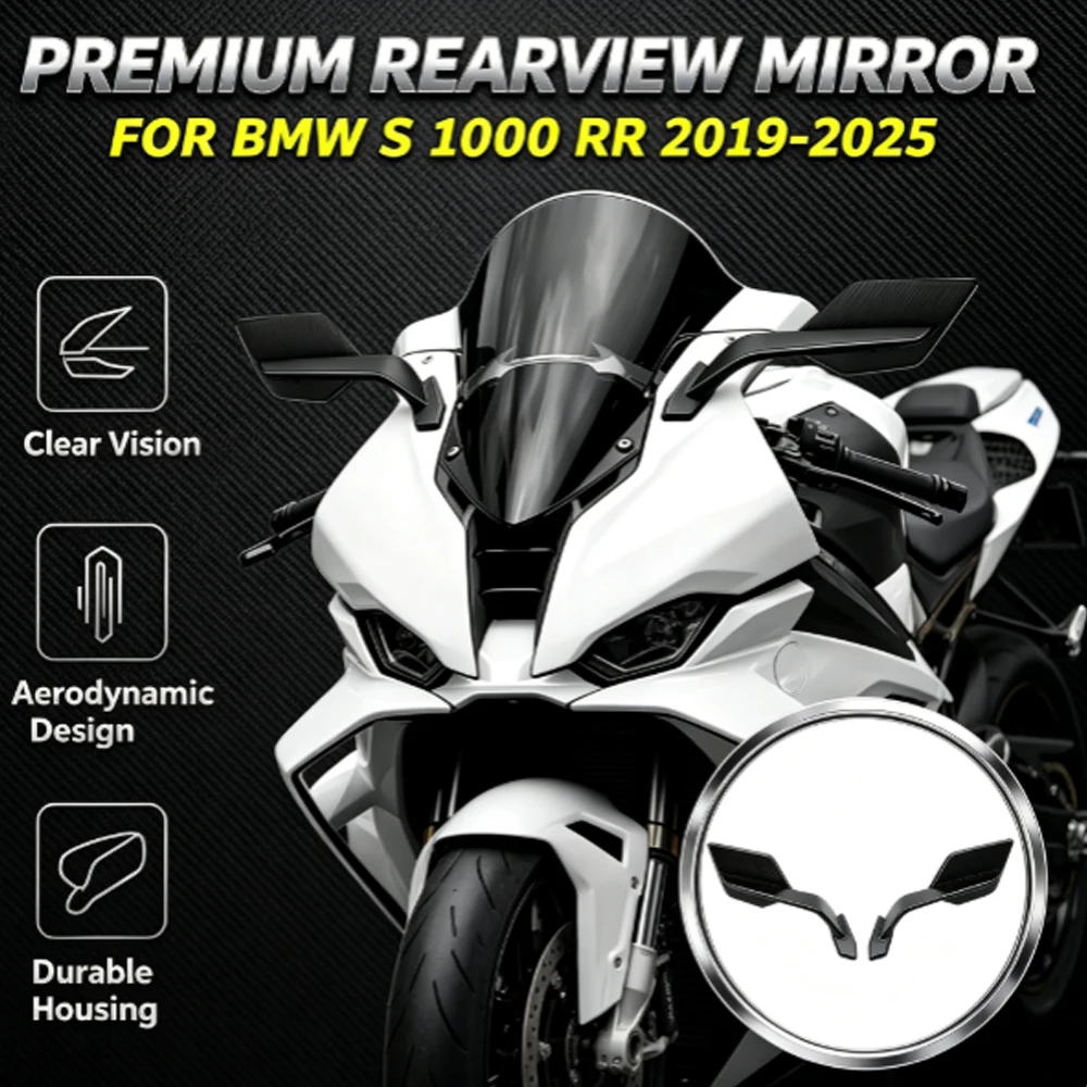 S 1000 RR S1000 RR 2019-2025 Rearview Mirror Wind Wing Adjustable Anti-Glare Mirror For BMW S1000RR Motorcycle Rearview Mirrors