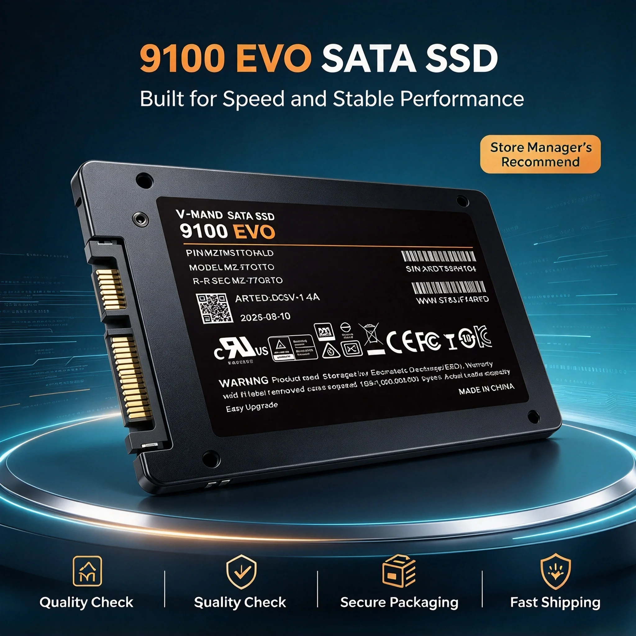 MLC 9100 EVO SSD SATA III 2.5 Inch Internal Solid State Drive 500GB 1TB 2TB 4TB Hard Disk for Desktop Laptop PC Game Media File