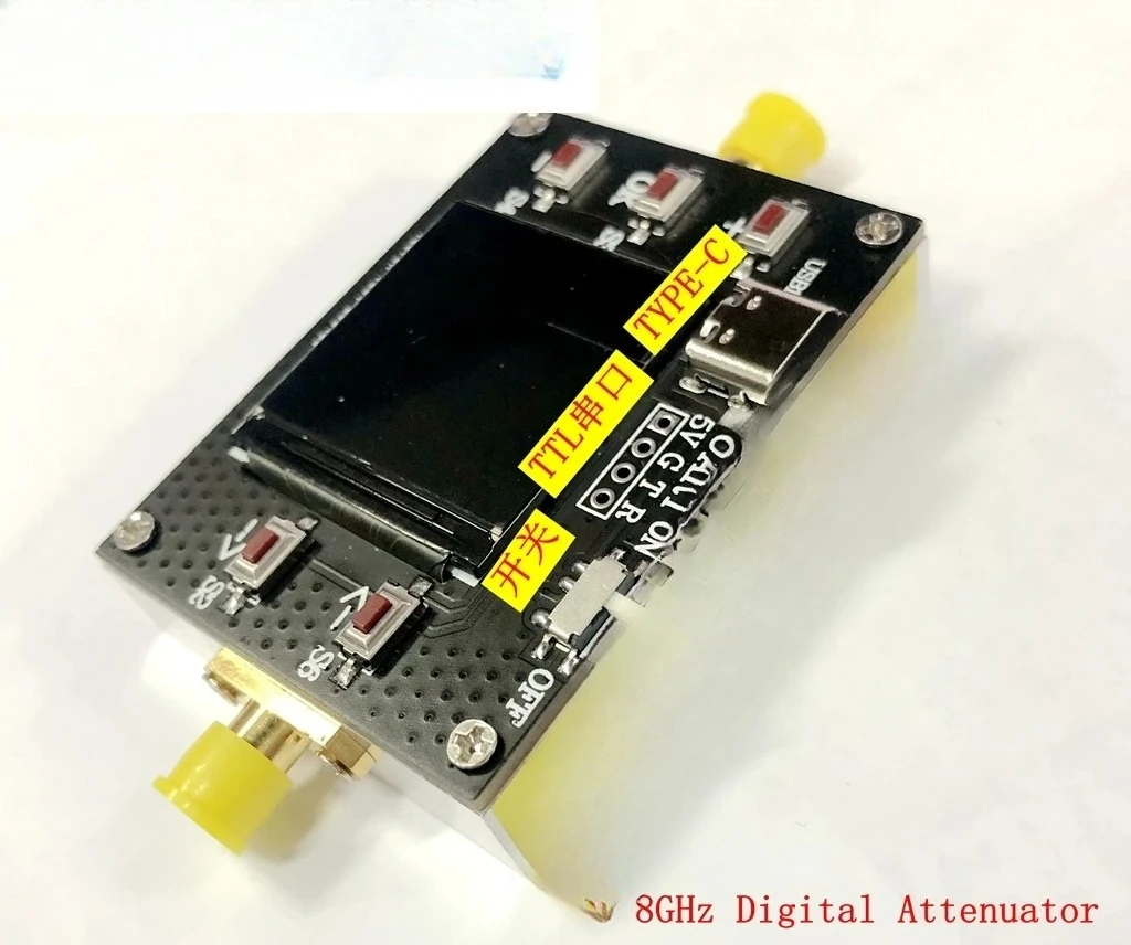 

DC-8G Digital Programmable Attenuator 30DB Step 0.1DB TFT Display CNC Housing Supports Communication