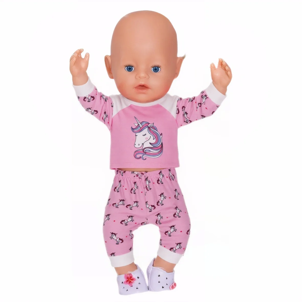 Lot De 4 Vêtements Pour Poupée Reborn 43–55 Cm – Pony Violet à Capuche + Haut Dentelle + Pantalon Pois – Cadeau Fille 3 Ans+