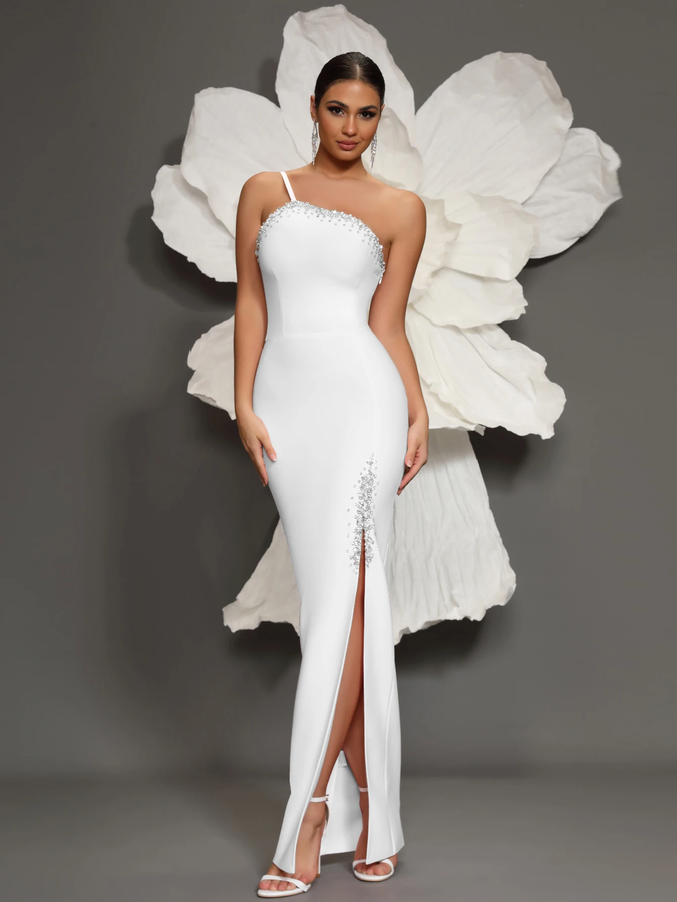 Pink Bandage Dress Luxury 2025 High Quality Woman Bandage Dress Formal Prom Dinner Dress Women Elegant Sexy Hip-hugging Hem Slit