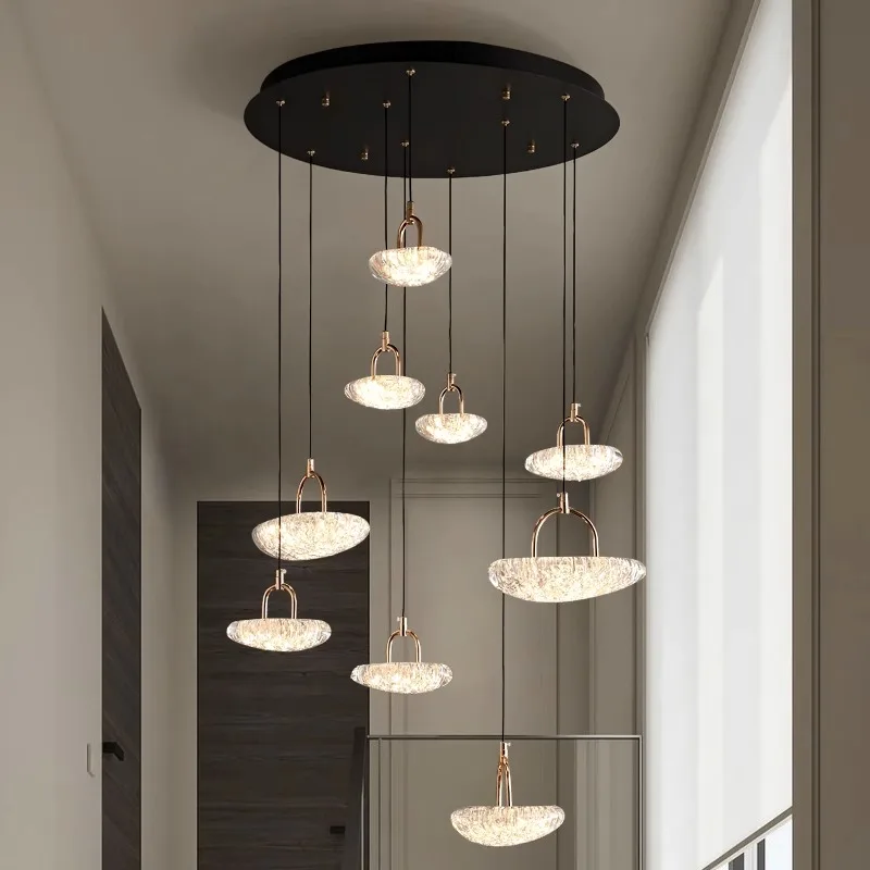 Light Luxury Minimalist Italian Staircase Pendant Light Modern Loft Apartment Villa Living Room Dining Room Pendant Light