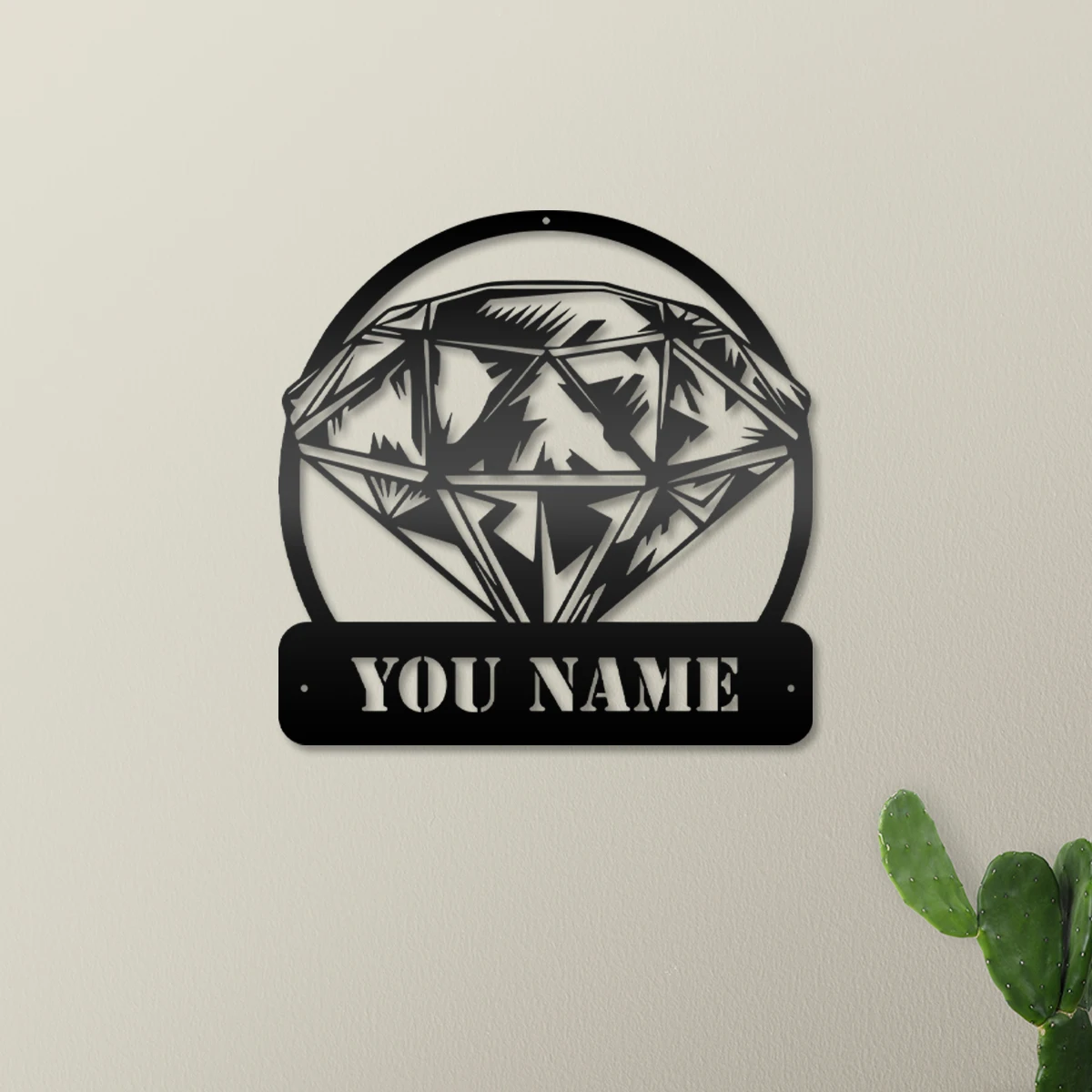 1pc Romantic Customized Diamond Wall Metal Art Harvest Black Metal Multipurpose Hanging Decorations for Home & Bathroom