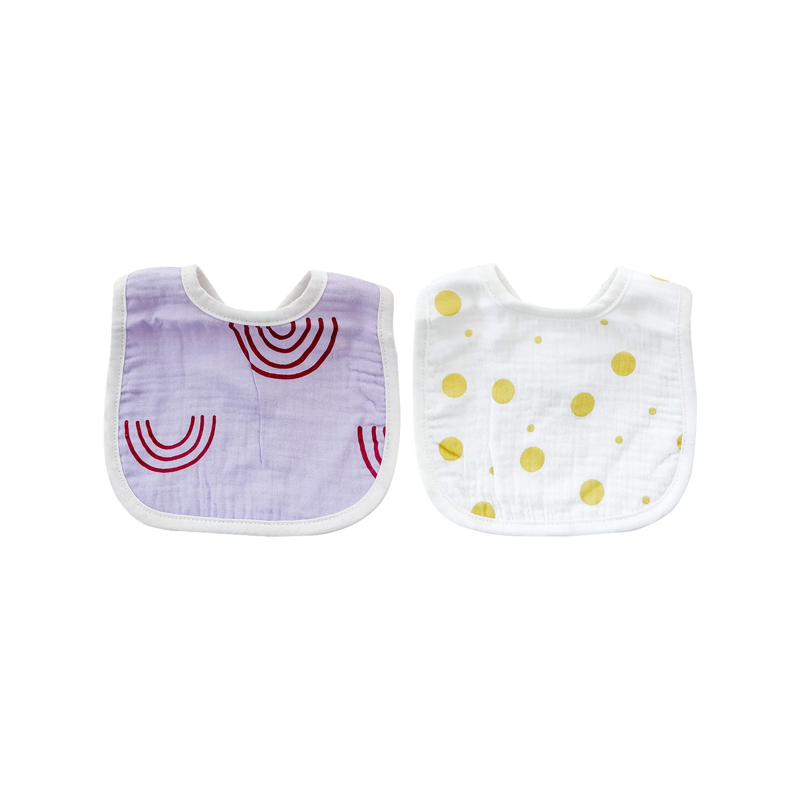 

Baby U-shaped bib combination: big rainbow + yellow dots