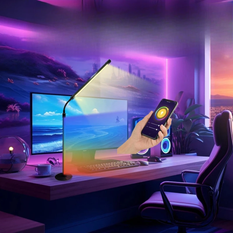 Smart desk lamp Ambient light APP controls music synchronization Timed reading Night light 360 ° adjustable