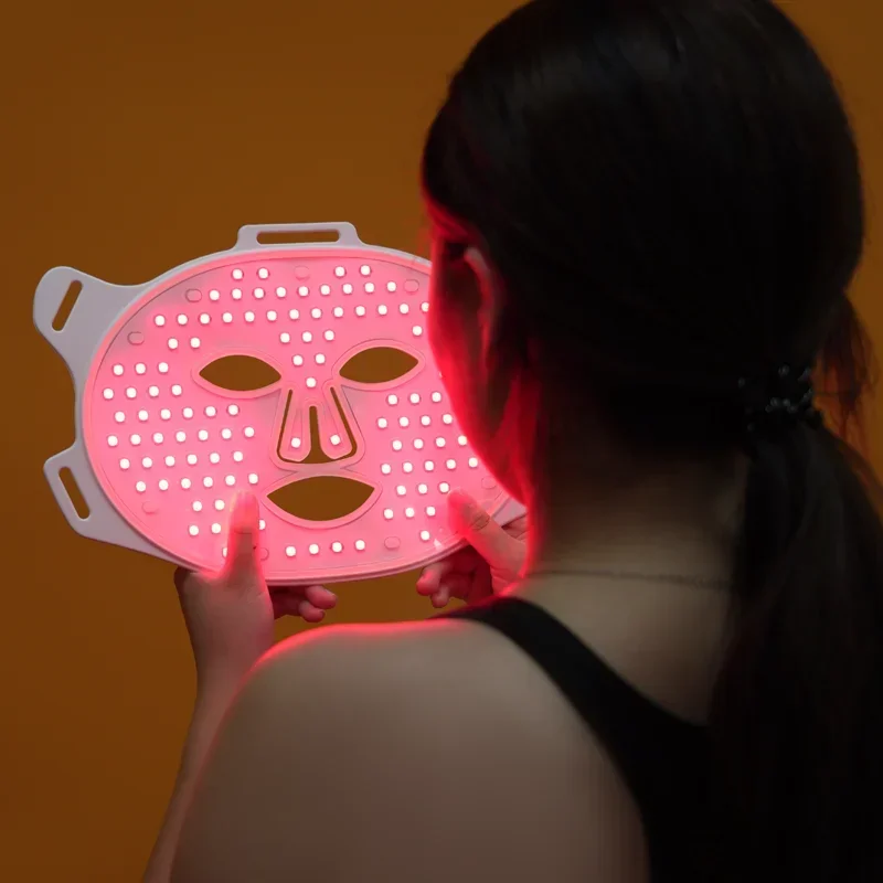 APP Professional Led Light Therapy Facial Mask Black Led 4 Colors Silicon Laser Red Light Therapy Face Mask