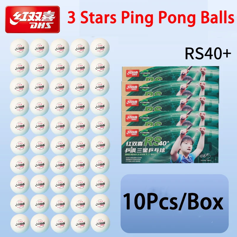 10Pcs/Box Genuine DHS Table Tennis Balls New Material RS40+ PingPong Ball 3 Stars Table Tennis Ball For Competition High Quality