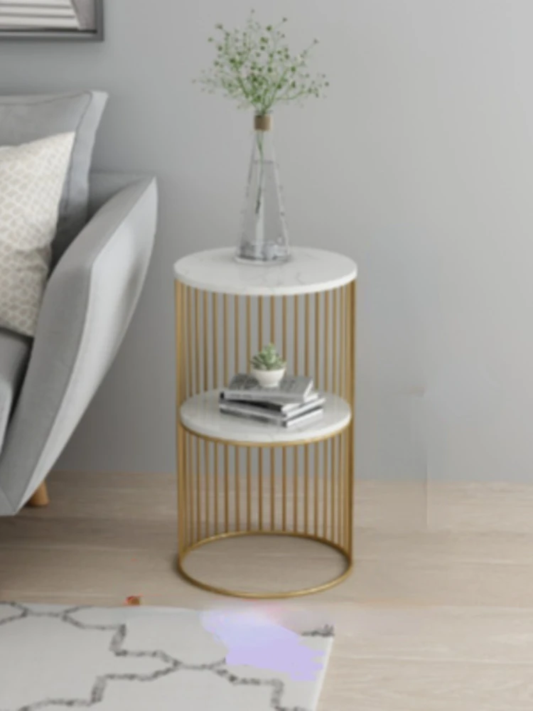 Scandinavian Marble Auxiliary Sofa Cabinet, Bedside Small Circular Stand, Mini Bedside, Mobile Tea Spot, Nook Table