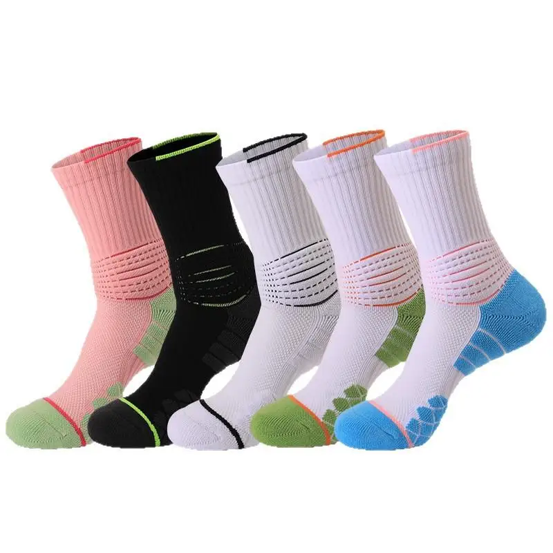 1Pairs الرجال النساء منشفة أسفل الجوارب الرياضية لكرة القدم كرة السلة البيسبول الرجبي كرة القدم الجري التنس عدم الانزلاق