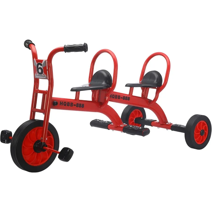 3歳から8歳向けの三輪車、ダブルトライクバイク、幼稚園、保育園、屋外用タンデムバイク、エアレスゴムタイヤ、二人乗り、滑り止め付き