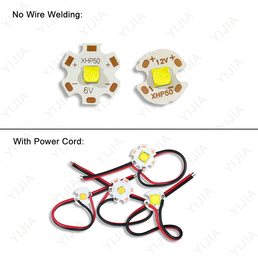 DC3V 6V 12V XHP High Power 7070 5050 LED Chip Ceramic Bracket Beads With 15cm Power Cord 18-20W Flashlight Searchlight Headlight