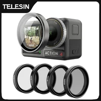 TELESIN CPL ND8 ND16 ND32 juego de lentes marco de aleación de aluminio para DJI OSMO Action 3 4 5pro ND CPL filtro accesorios de Cámara de Acción