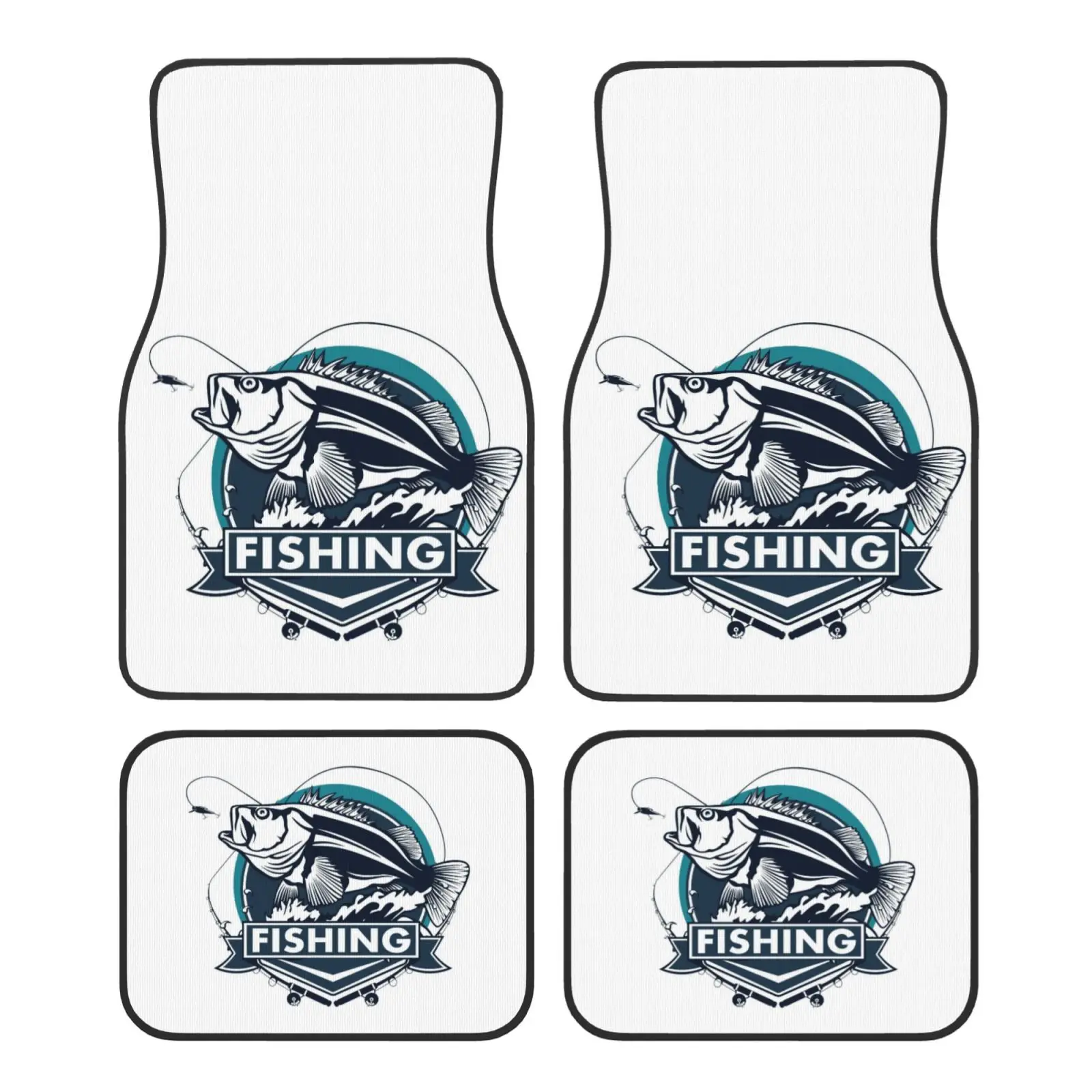 Fishing Sign Car Ground Mat Crystal Velvet Anti Slip Waterproof Men's and Women's Floor Mat