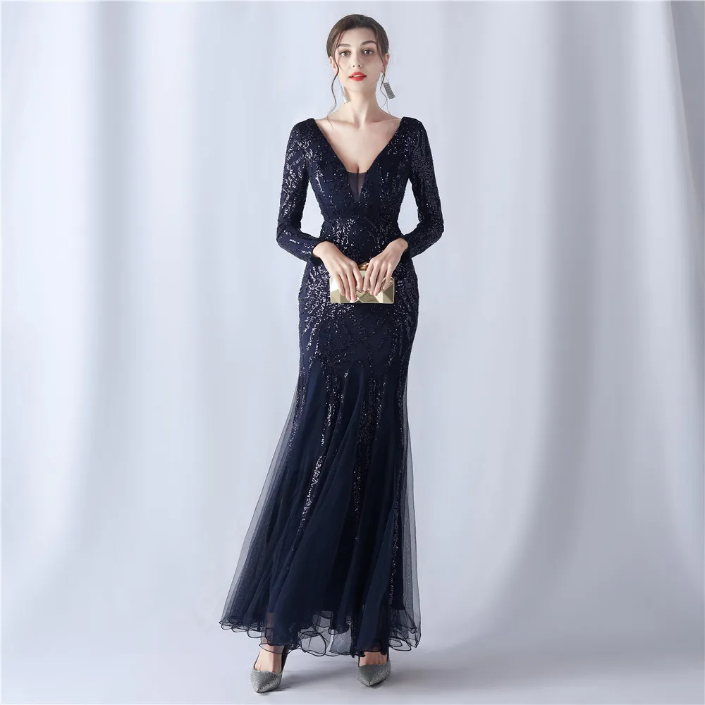 Robe de Cocktail à Manches sulfet Col en V pour Femme, Tenue de Mariage Personnalisée