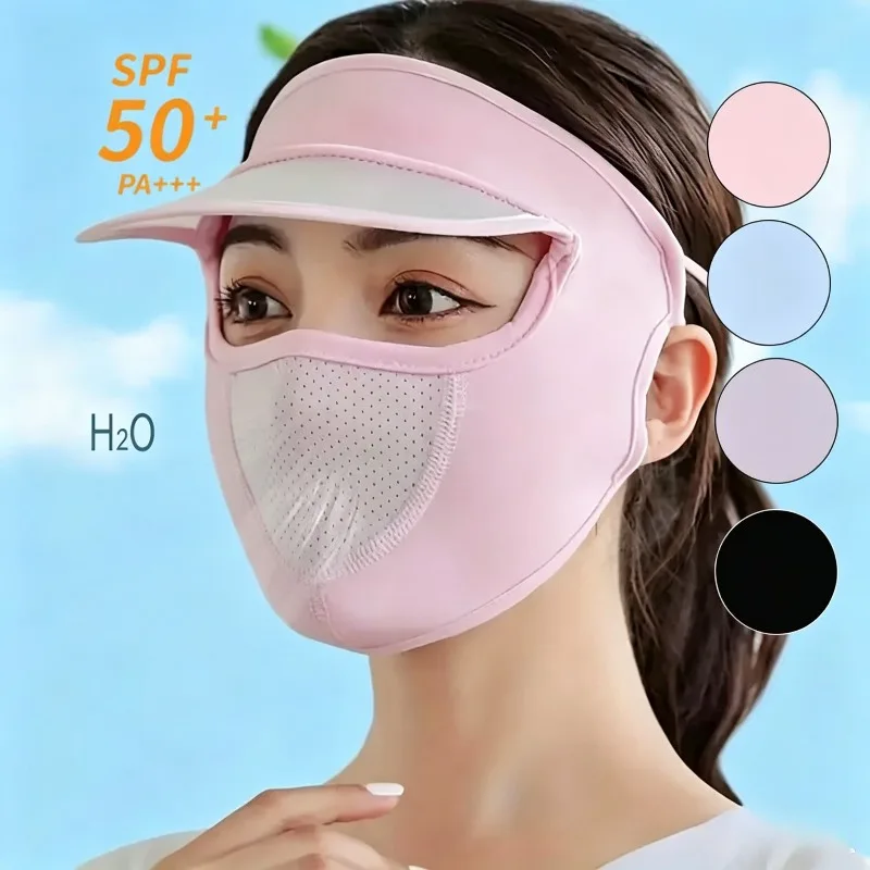

1PC Ice Silk Breathable Sun Mask for Women Summer Thin Cooling Face Cover UV Resistant Eye Wrap Veil for Cycling