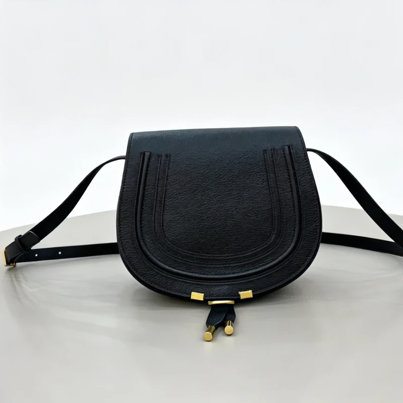 New Cowhide Saddle Women'S Crossbody Bag Retro Tassel Shoulder Bag Classic U-Shaped Stitched Mini Small Handbag