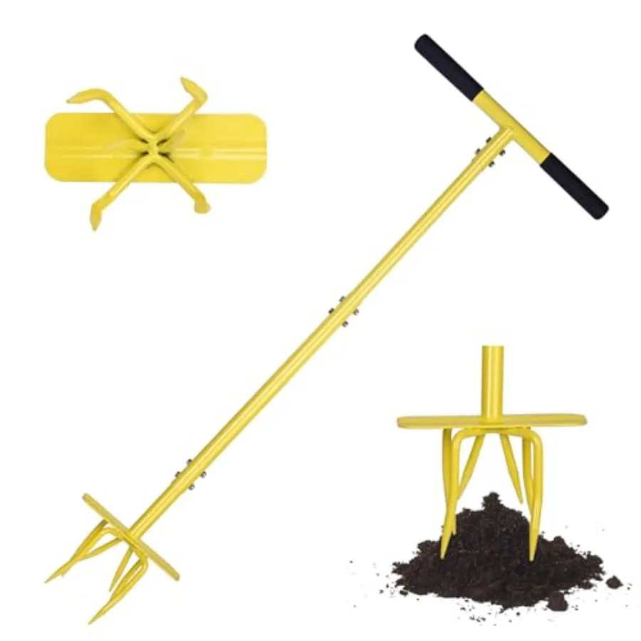 Hand Tiller Cultivator with Steel Garden Claw, Manual Twist Tiller Soil Loosening Garden Tool for Flower Beds, Raised Beds and