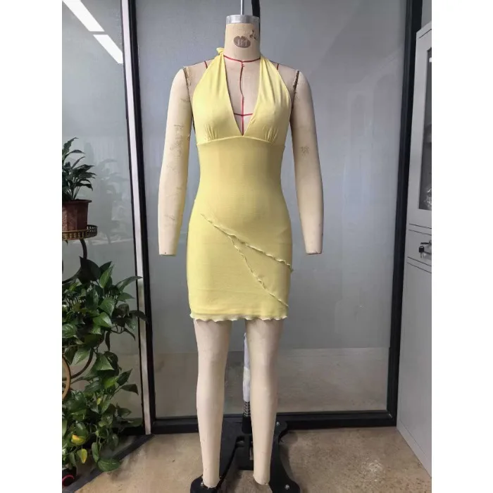 

Sexy Mini Dress Women New Summer 2025 1Pc Erotic Uniform V Neck Slim Backless Seductive One-piece Dress Nightclub Party Dresses