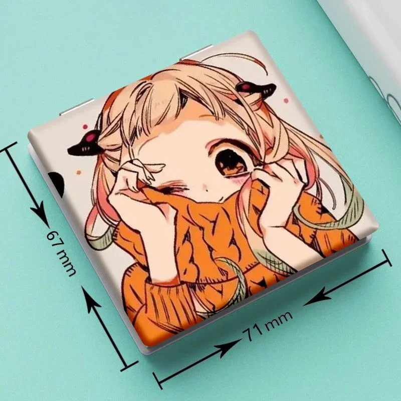 7x6cm Toilettengebundener Hanako Kun Klappbarer doppelseitiger Make-up-Spiegel Tragbarer Reise-Anime Niedliche Mädchen Kinder Vergrößerungsquadrat