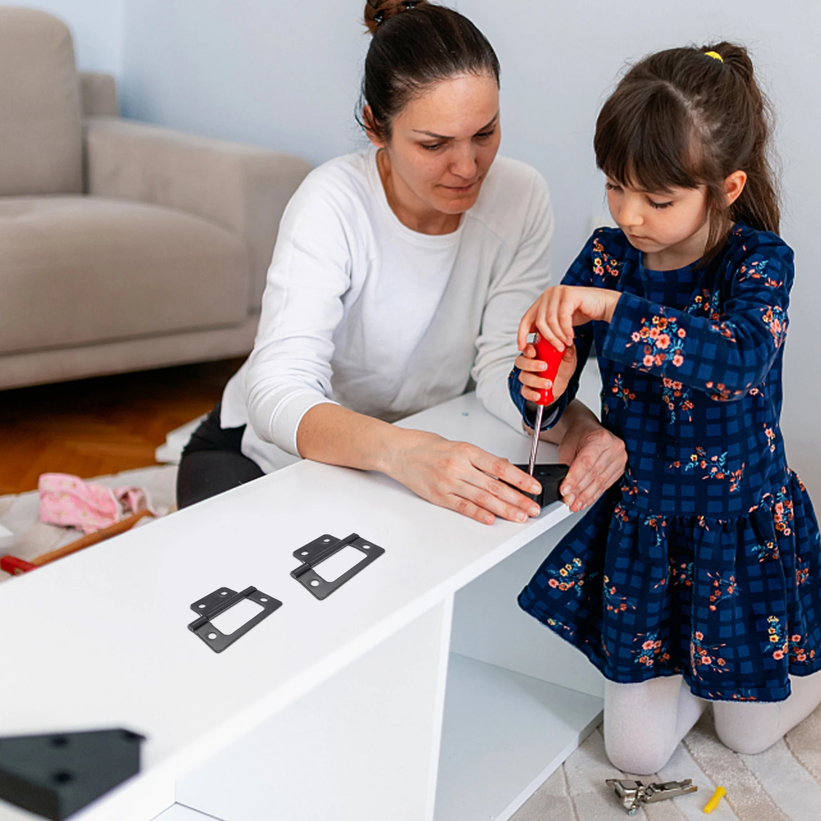 

12pcs Thickened Iron Hinges Black Matte Small Door Furniture Cabinet Hardware Durable Design Practical Use Smooth Edge Bronze