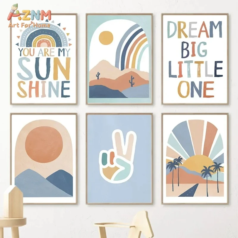 AZNM Educational Alphabet Numbers Canvas Wall Art, Unframed Single Piece HD Print Poster, Montessori ABC 123 Peace Hand Decorati