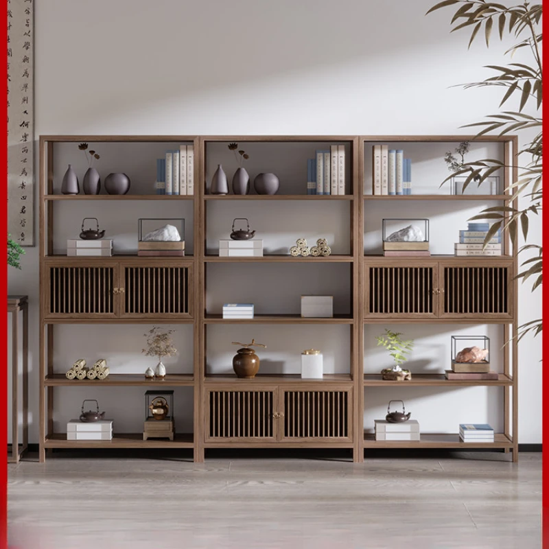 

Floor-to-ceiling solid wood log bookshelf combination partition display cabinet shelf bookcase storage