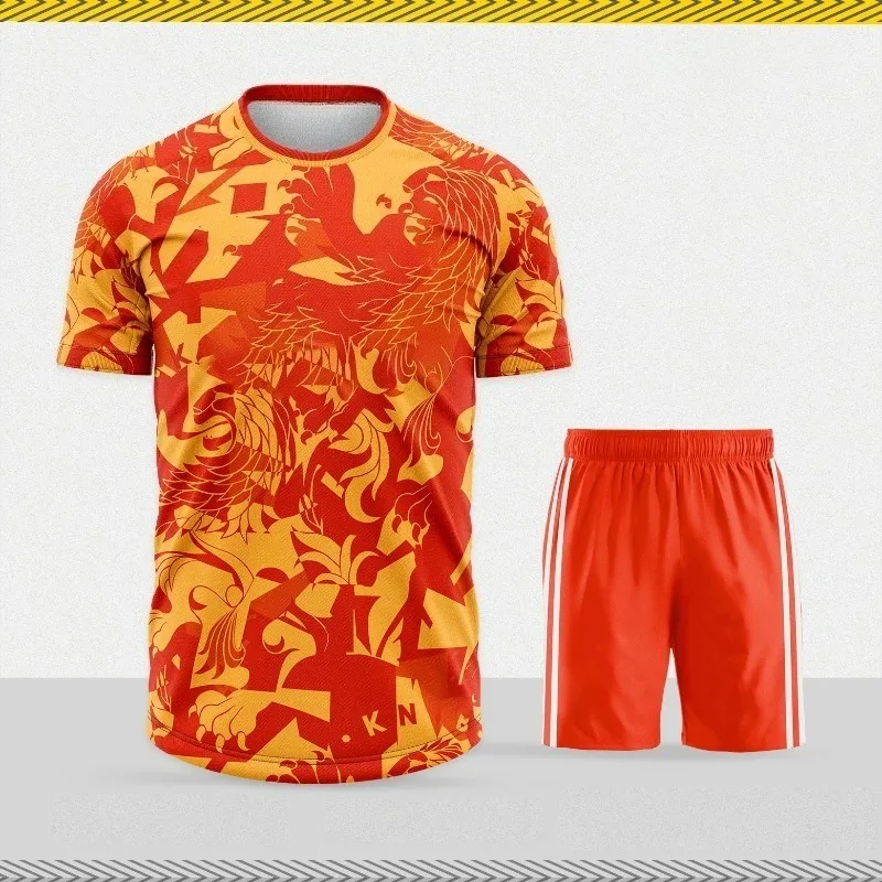 2025 Outdoor Sports T-shirt Shorts Set 3D Breathable Fitness Running Suit Men's and Women's Round Neck Short Sleeved Shirt