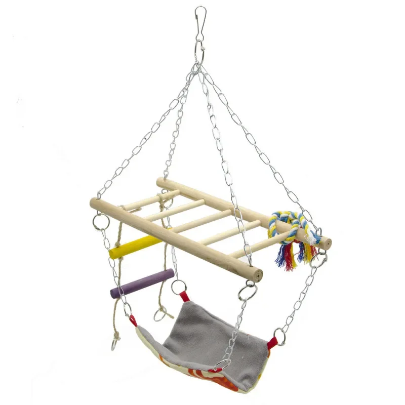 Parrot Toy Hamster Toy with Hammock Rope Ladder Game Rack Double-sided Hammock Pet Bird Toys